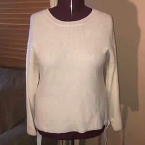 Blushing Heart Off White Sweater Ribbon Sleeves M